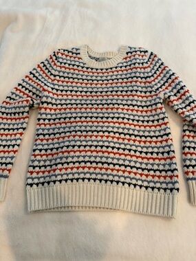 Women’s Crewneck Striped Knit Sweater - Red White Blue Patriotic